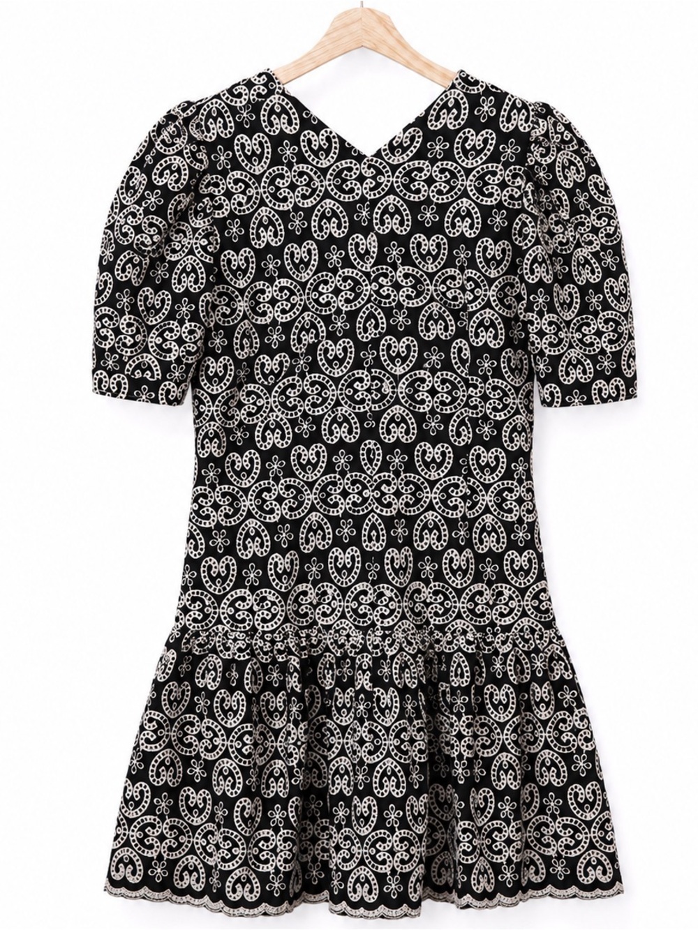 Sandro Angeles Embroidered Guipure Mini Dress Black Ivory L - Picture 3 of 9